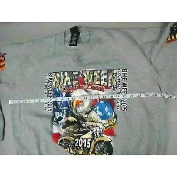 BIKE WEEK DAYTONA BEACH 2015 MENS Gray GRAPHIC Sweatshirt Biker Starter XL - Picture 3 of 10